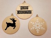 Kerstballen - Kersthangers - -Houten kerstballen - Hout - Kerstdecoratie - Kerstversiering - Kerstboomversiering