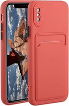 iPhone X / XS siliconen Pasjehouder hoesje - Bordeaux rood