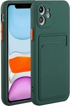 Telefoonhoesje Geschikt voor: iPhone 11 Pro Max siliconen Pasjehouder hoesje - Donker Groen