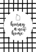 Ansichtkaart - A6 - 10x15cm - Zwart Wit - Verhuizing - Hooray, a new home - 2 stuks