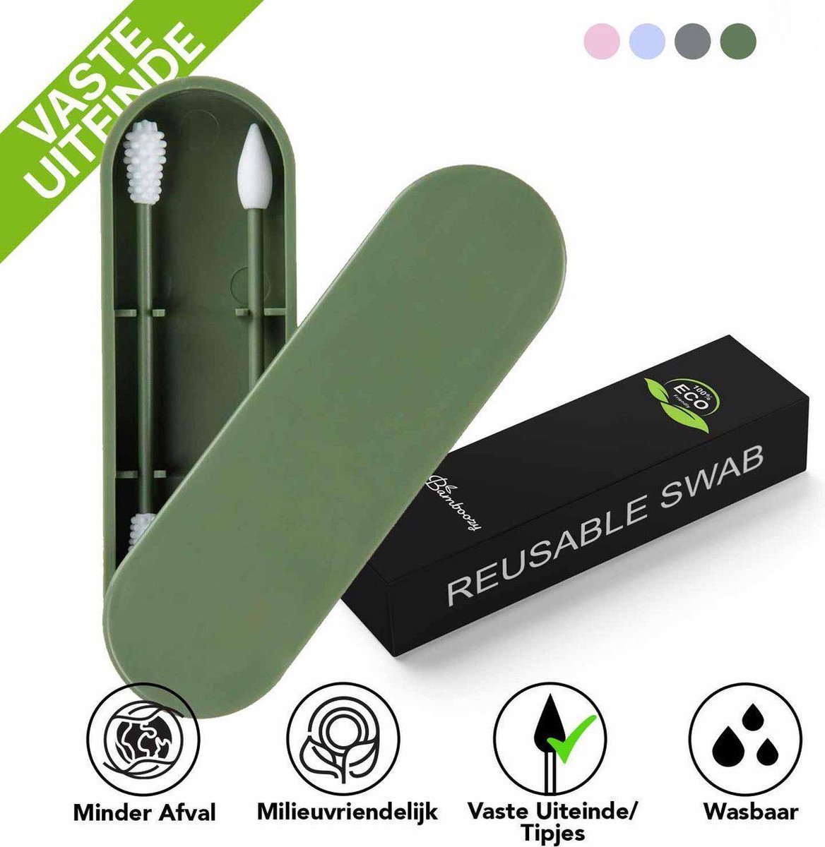 Goedkoopste Bamboozy Herbruikbare Wattenstaafjes met vastzittende uiteindes - Kies je kleur
