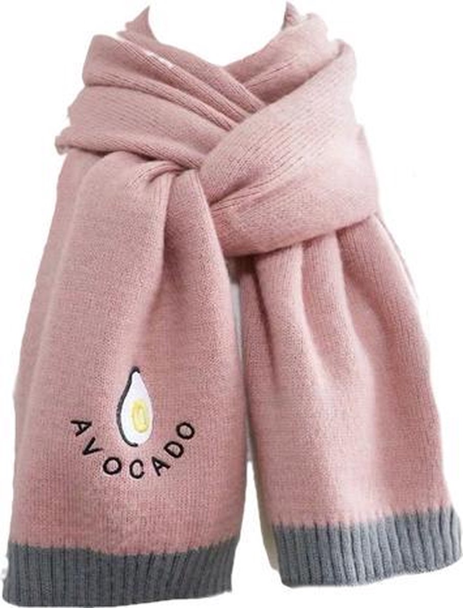 Gebreide sjaal | wol | diverse kleuren | avocado | kinderen | kindersjaal | roze