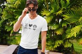 Peace Love Dogs T-Shirt, Funny T-Shirts With Paw Picture, Cute Gift For Dog Lovers, Unique Gift For Dog Owners, Unisex V-Neck Tee, D002-027W, M, Wit