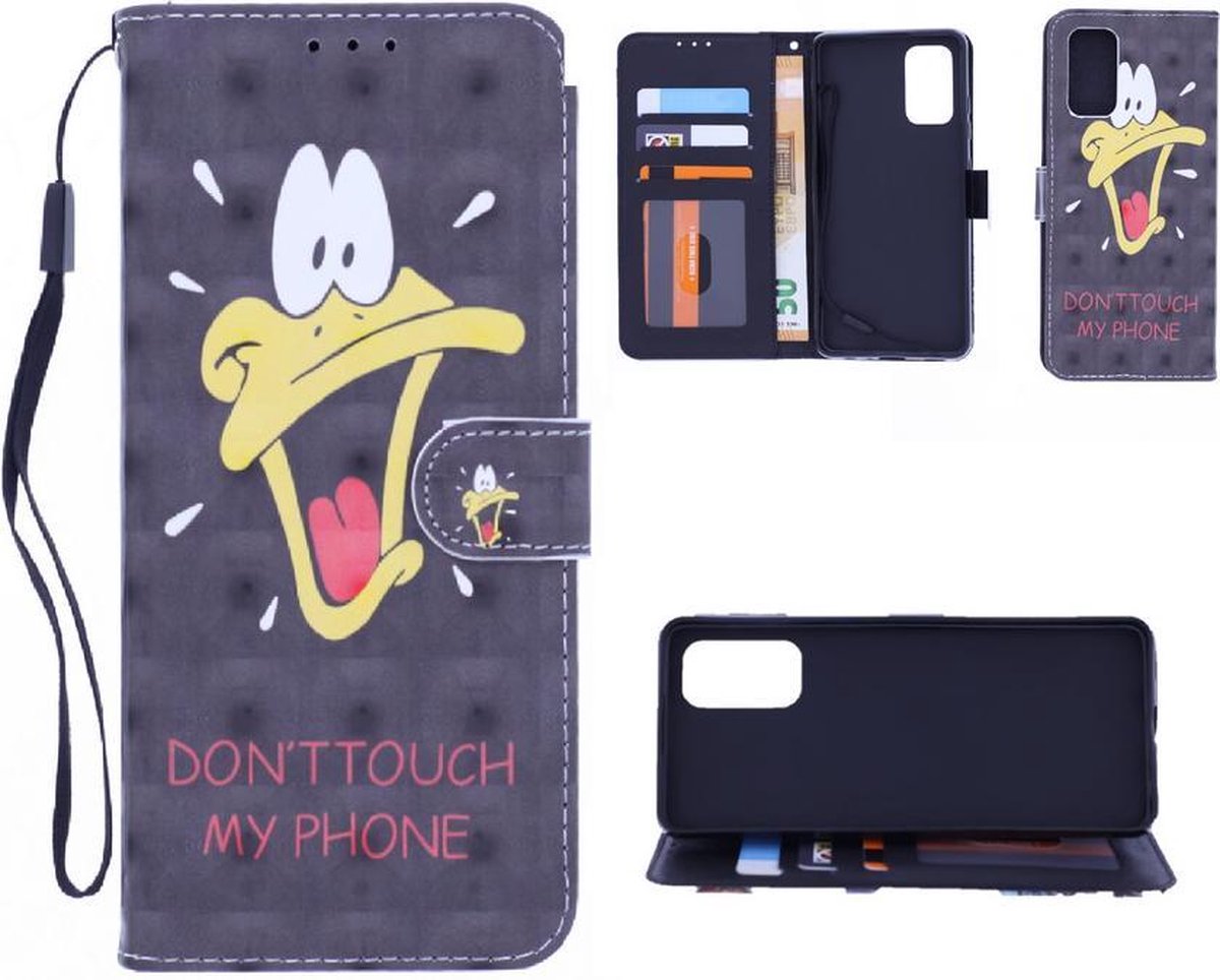 Oppo Find X2 Neo Bookcase hoesje met print - Don't Touch My Phone Duck 3D