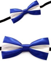 2x stuks verkleed vlinderstrikje blauw met wit - Vlinderstrikjes voor carnaval