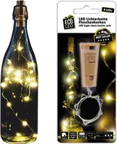 Bouchon avec LED - Eclairage bouteille - Eclairage d'ambiance - Lampe bouteille - Bouteille de vin - Bouchon lumineux - Piles incluses -8 LED lumière blanc chaud