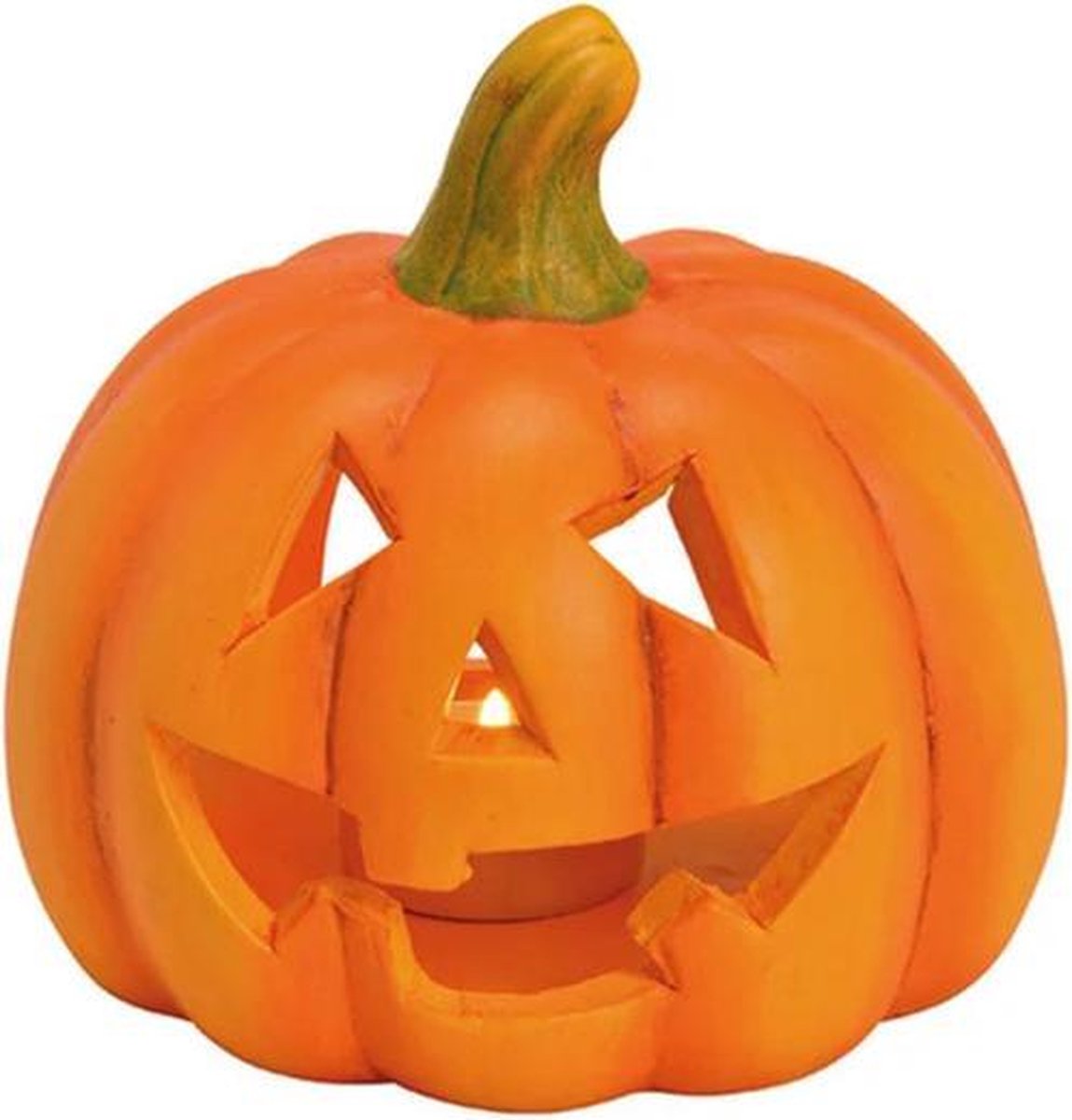 Halloween - Theelichthouder / windlicht pompoen 13 x 12 cm - Halloween decoratie pompoen oranje - Kaarsenhouder - Merkloos