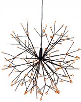 Verlichte figuren hangdecoratie lichtbol/decoratie bol zwart met warm wit licht 30 cm - Lichtbollen/vuurwerk bollen