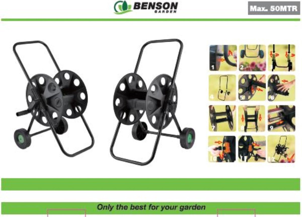 Benson Tuinslanghaspel - voor 50 meter slang - slangenwagen - tuinslangwagen – foto 7