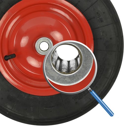 ProPlus Kruiwagenwiel - Luchtband met metalen velg - Ø 370 mm - Asgat Ø 20 mm - Zwart/Rood van ProPlus — afbeelding 2