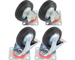 Tarsus 4 Zwenkwielen Transportwielen - Ø 100 mm - 2 x met - 2 x Zonder Rem