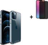 Hoesje iPhone 13 Pro - Screenprotector iPhone 13 Pro - iPhone 13 Pro Hoes Transparant Backcover Hard Case + Privacy Tempered Glass