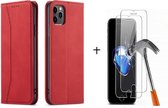 GSMNed – Luxe iPhone XR Rood – hoogwaardig Leren Pu Hoesje – iPhone XR Rood – Design – Met briefgeld vakje – Met Screenprotector