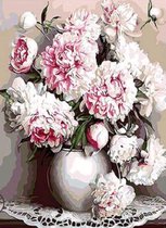 VSE Diamond painting - Bloemen vaas roze - 30 X 40 cm - Vierkante steentjes - Voor volwassenen -  Diamant schilderen - Volledig pakket - M2144-3