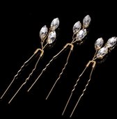 PaCaZa - Goudkleurige Hairpins met Glimmende Diamanten - 2 Stuks