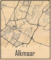 Citymap Alkmaar in hout gegraveerd (30*40 CM) Houten stadskaart van Alkmaar - Wall-art / wandbord / wanddecoratie