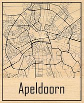 Citymap Apeldoorn in hout gegraveerd (30*40 CM) Houten stadskaart van Apeldoorn - Wall-art / wandbord / wanddecoratie