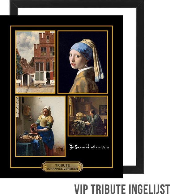 Allernieuwste Canvas Schilderij VIP Tribute Johannes Vermeer Kunstschilder - Memorabilia INGELIJST - 30 x 40 cm