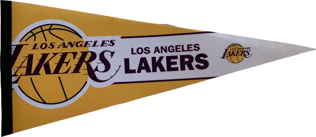 USArticlesEU - Los Angeles Lakers - LA - USA - NBA - Vaantje - Basketball - Sportvaantje - Pennant - Wimpel - Vlag - Kobe Bryant - Wit/Geel/Paars - 31 x 72 cm