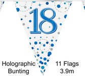 Oaktree - Vlaggenlijn Happy 18 Birthday Blue Holographic
