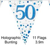 Oaktree - Vlaggenlijn Happy 50 Birthday Blue Holographic (4 meter)