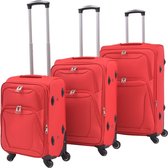 3-delige trolleyset met zachte koffer rood