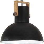 Industriële hanglamp 25 W zwart rond mangohout 52 cm E27