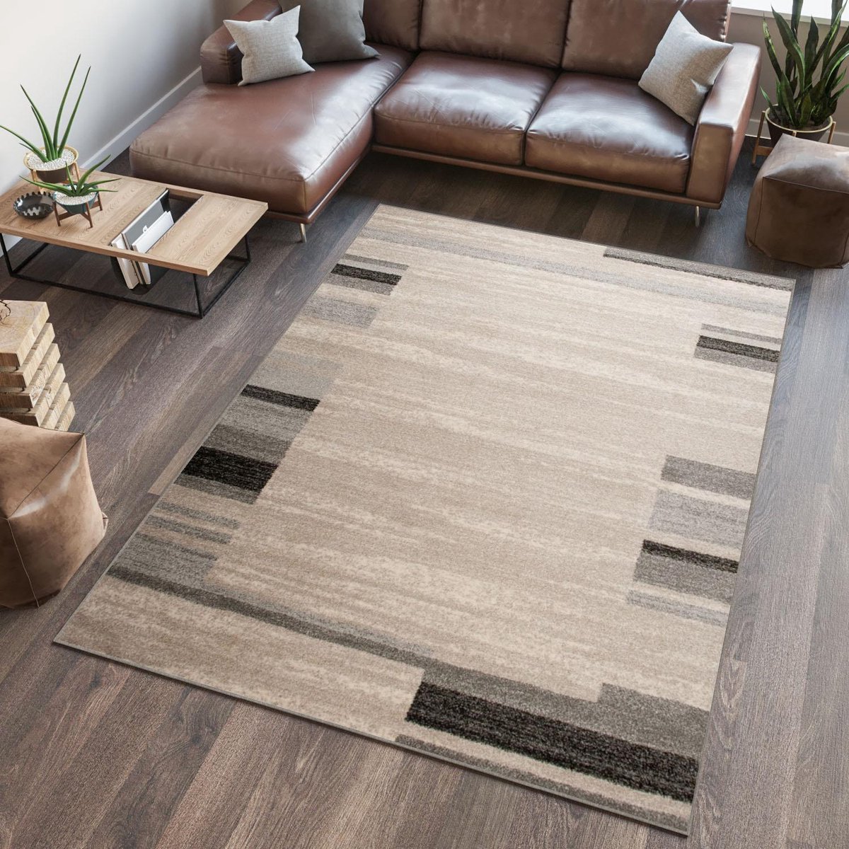 Tapiso Sari Vloerkleed Modern Woonkamer Tapijt Karpet Maat- 120x170 Creme Grijs