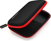 Best4u Harde schijf tas harde schijf case HDD Case - voor 2,5 inch harde schijven en SSD - robuust & stootvast - 2 binnenvakken netvakken - zwart/rood