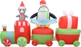 Kerst opblaasbare pinguïn en muis op trein LED IP44 350 cm