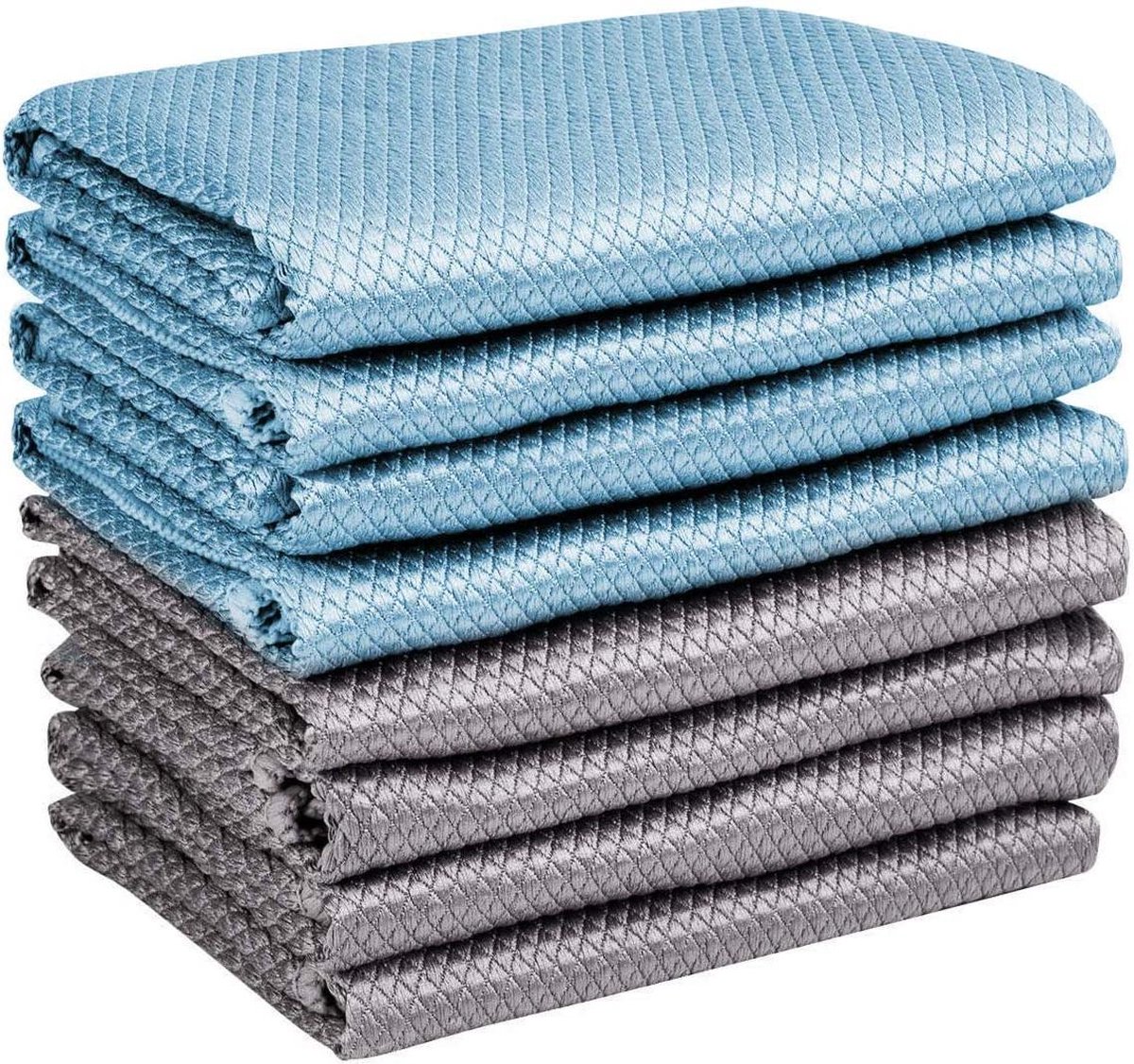 Goedkoopste Selwo 8 x microvezeldoeken, reinigingsdoekjes, doek voor auto, ramen, keuken, bril en servies, 40 x 30 cm, blauw en grijs
