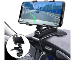 Multifunctionele autohouder voor dashboard, met verstelbare veerclip, 360 graden draaibaar, draagbaar, voor auto en smartphones van 4 tot 7 inch (zwart)