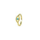 Silventi 9SIL-21220 Zilveren Ring - Dames - Ellips - 7 x 11 mm - Turkoois - Maat 54 - Zilver - Gold Plated (Verguld/Goud op Zilver)