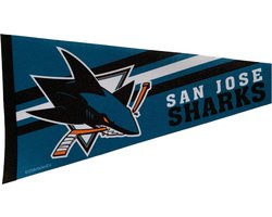USArticlesEU - San Jose Sharks - Californie - NHL - Vaantje - Ijshockey - Hockey - Ice Hockey -  Sportvaantje - Pennant - Wimpel - Vlag - Groen/Zwart/Wit - 31 x 72 cm