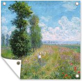 Tuindoek Weide met populieren - Claude Monet - 100x100 cm