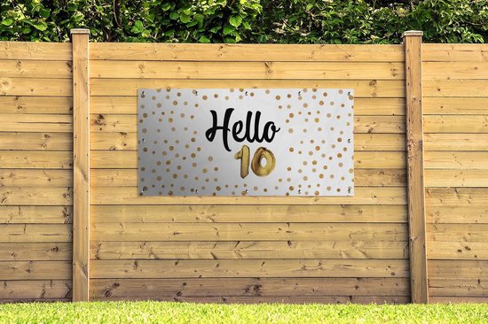 Affiche de clôture Jubilee - Or - 10 ans - 200x100 cm - Toile de jardin