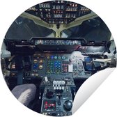 Tuincirkel Cockpit - Knoppen - Radar - 90x90 cm - Ronde Tuinposter - Buiten
