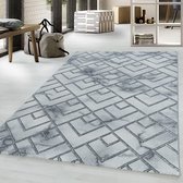 Zilver Tapijt Laagpolig Vloerkleed - 200x290cm- Modern - Woonkamer - Salon - Slaapkamer - Eetkamer