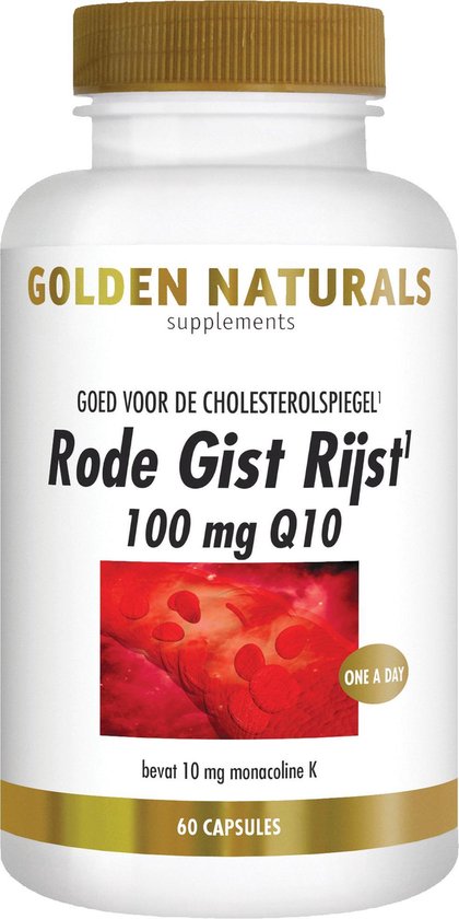 Golden Naturals Rode Gist Rijst 100 mg Q10 (60 veganistische capsules) - Golden Naturals