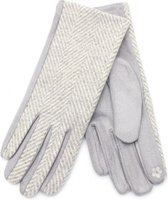Grijze handschoenen met visgraad patroon