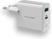 RealPower PC-20 Chargeur mural compact 20W - Chargeur rapide - 2 ports de charge - 1 x USB-C PD 1 x USB - Wit