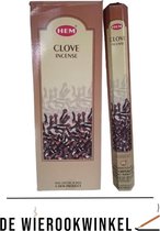 De Wierookwinkel – Doos - Wierook - Clove - Kruidnagel - Clove Wierook - Wierookstokjes Clove - (HEM) - Wierooksticks - Incense sticks - 6 Kokers - 120 Stokjes