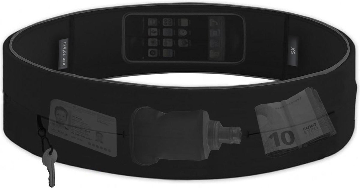 Smart Waistbelt | BEE SAFE black -XL- | heuptas | telefoonhouder | hardloopriem | drinkgordel