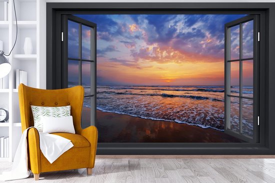 Papier peint - Papier peint photo murale Transparente - Mer - Plage - Largeur 450 cm x hauteur 300 cm