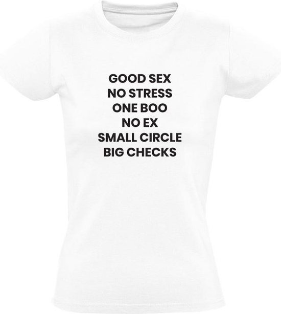 Good Sex | Dames T-shirt | Wit | No Stress | One Boo | No Ex | Small ...