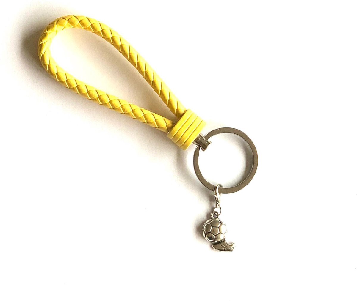 Sleutelhanger - Geel - Voetbal - Soccer - Bal - Voetbalschoen - Sport - Hanger - Leer - Kleur - Sportsieraad - Sieraad - Sportsieraden - Sieraden - Team - Teamkado