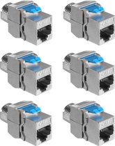 kwmobile 6x keystone adapters voor CAT8 kabels - Geschikt voor RJ45 poort - Met afgeschermde metalen behuizing - Overdrachtssnelheid 40 Gb/s