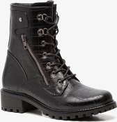 Blue Box dames croco veterboots - Zwart - Maat 38