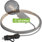 LEDatHOME – Strijkijzersnoer, draagbare buitenlamp, 5 m textielkabel, IP65 waterdichte lamphouder en stekker, inclusief LED – lamp.