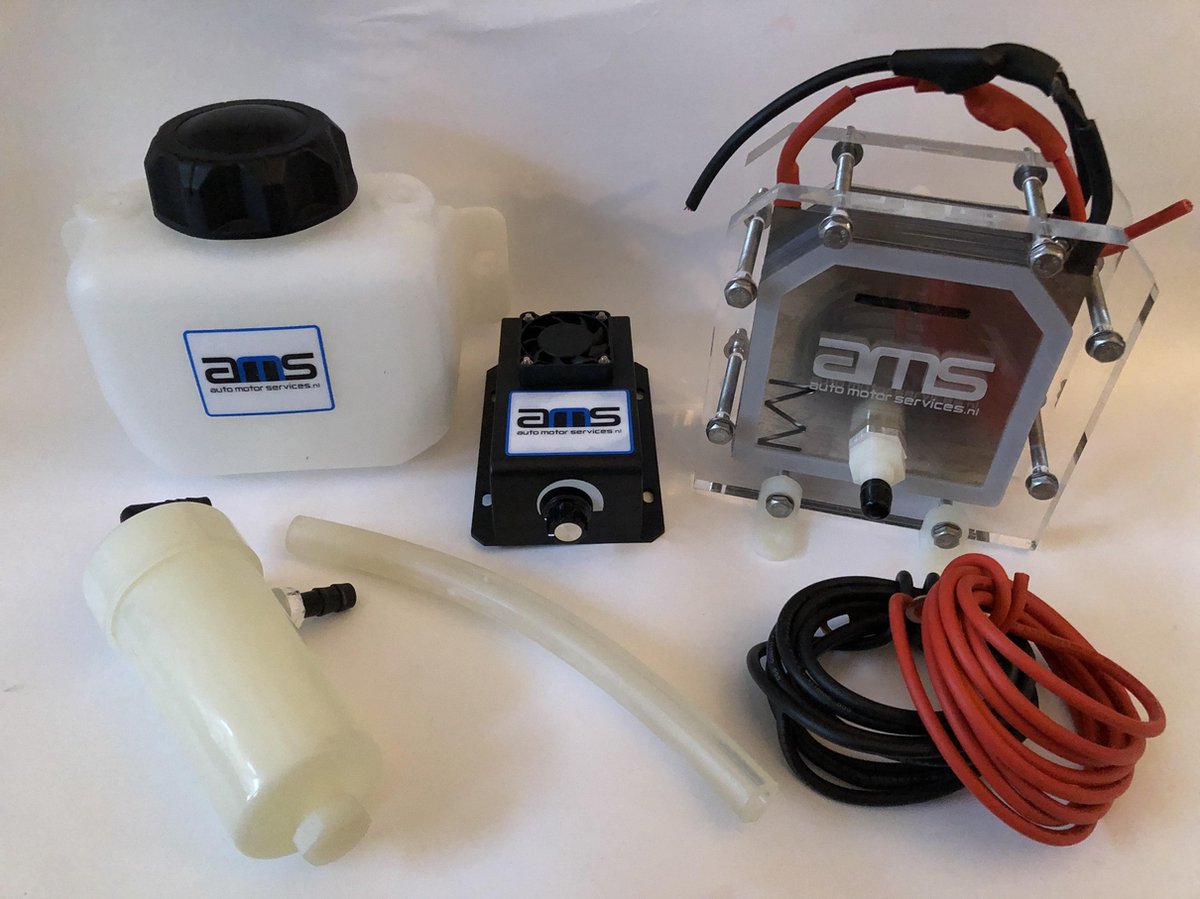 HHO starters kit | Dry cell 25 platen 316L RVS | 3 Liter watertank | PWM light